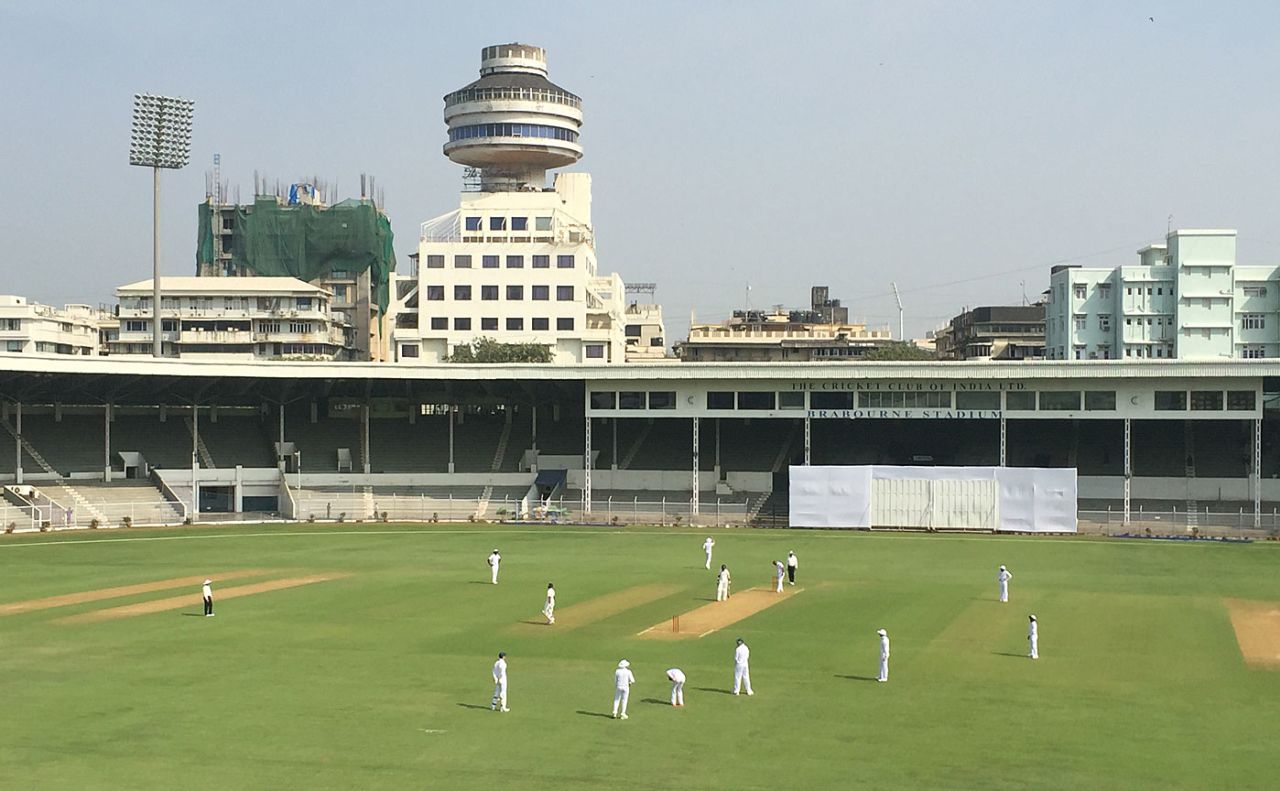 An aerial view of South Africa's tour game at the CCI, Indian Board President's XI v South Africans, 1st day, Mumbai, October 30, 2015