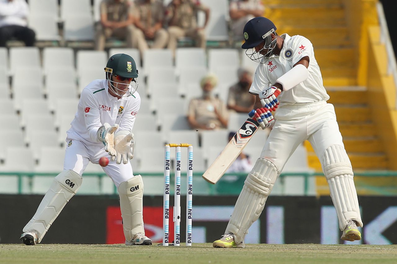 Cheteshwar Pujara cuts off the back foot, India v South Africa, 1st Test, Mohali, 1st day, November 5, 2015