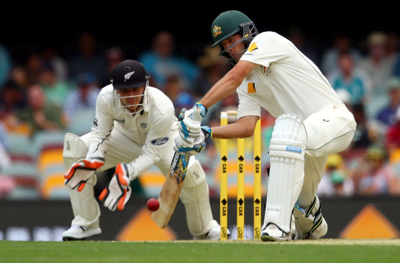 Joe Burns pushes one through the covers on the way to a half-century, Australia v New Zealand, 1st Test, Brisbane, 1st day, November 5, 2015
