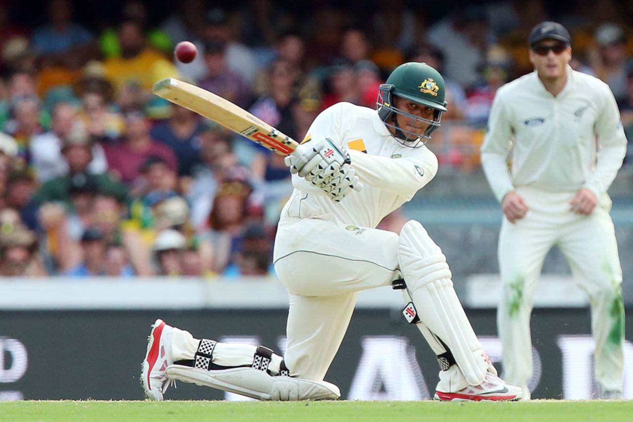 Usman Khawaja, playing his first Test in over two years, got stuck in, Australia v New Zealand, 1st Test, Brisbane, 1st day, November 5, 2015