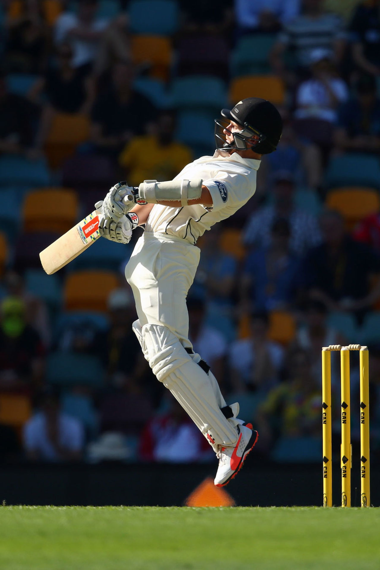 Kane Williamson avoids a short ball, Australia v New Zealand, 1st Test, Brisbane, 2nd day, November 6, 2015