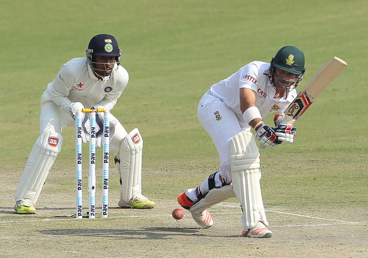 Dean Elgar tucks the ball to the leg side, India v South Africa, 1st Test, Mohali, 2nd day, November 6, 2015