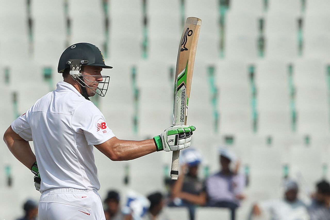 AB de Villiers registered his 37th Test fifty, India v South Africa, 1st Test, Mohali, 2nd day, November 6, 2015