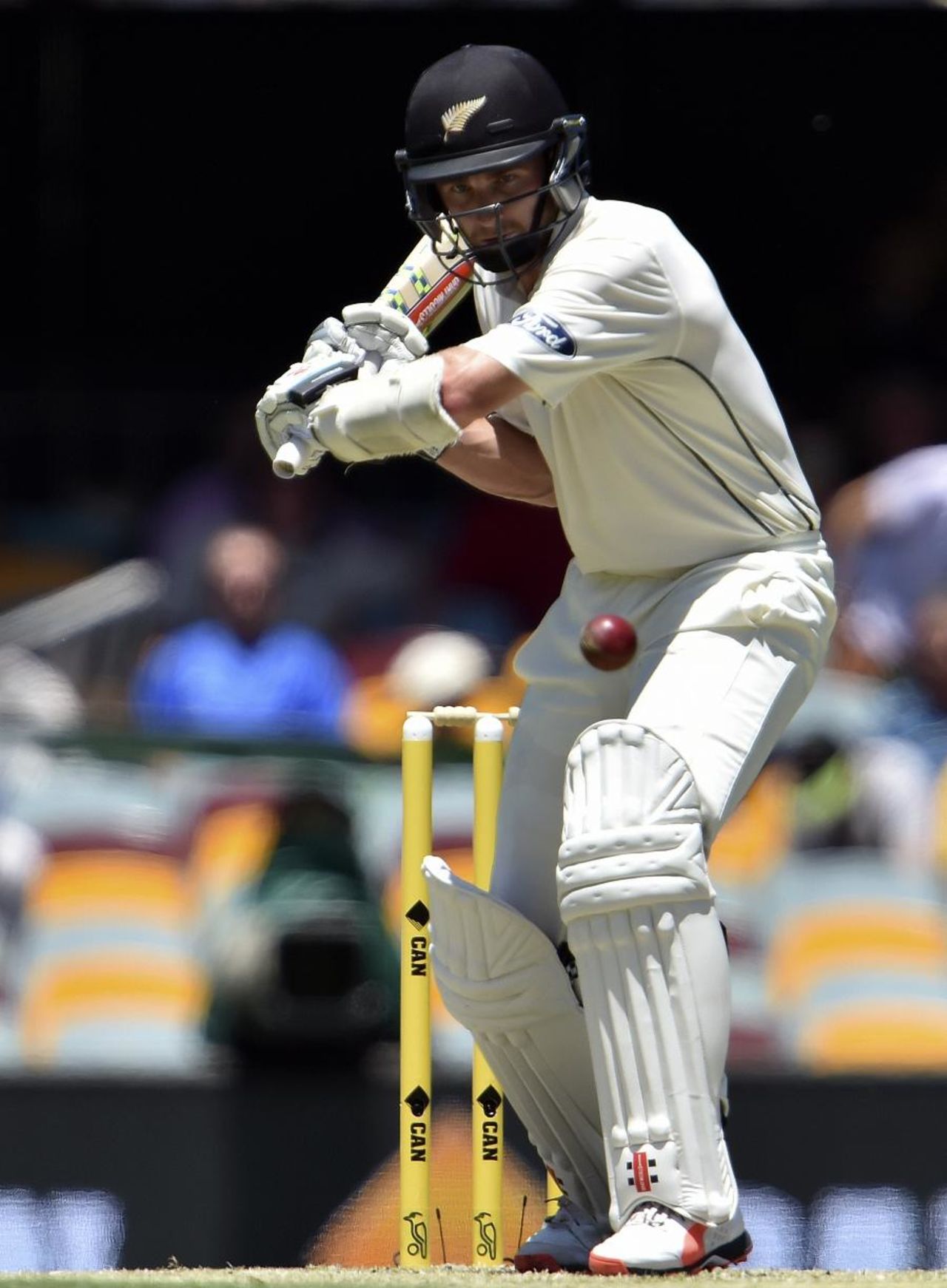 Kane Williamson watches the ball closely, Australia v New Zealand, 1st Test, Brisbane, 3rd day, November 7, 2015