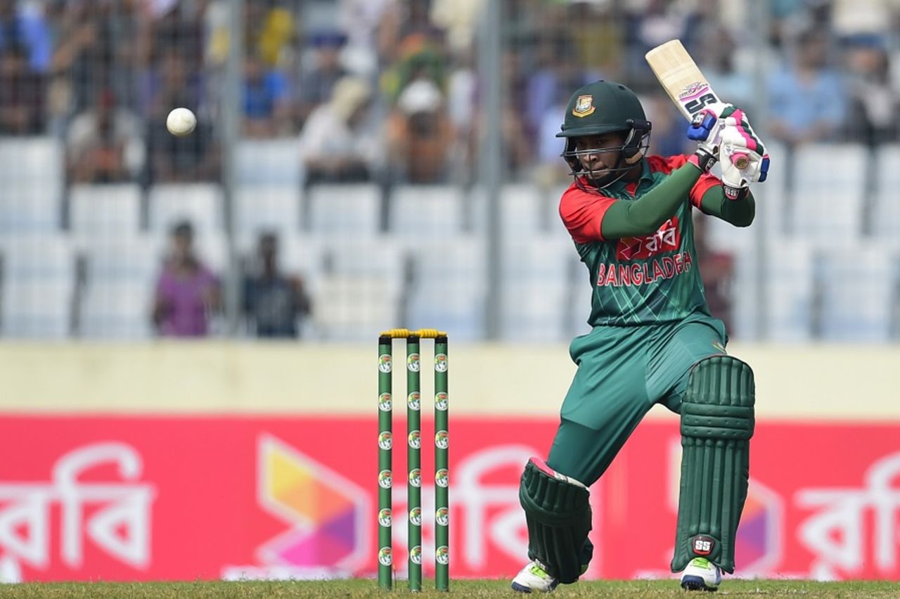 Mushfiqur Rahim drives through the off side, Bangladesh v Zimbabwe, 1st ODI, Mirpur, November 7, 2015