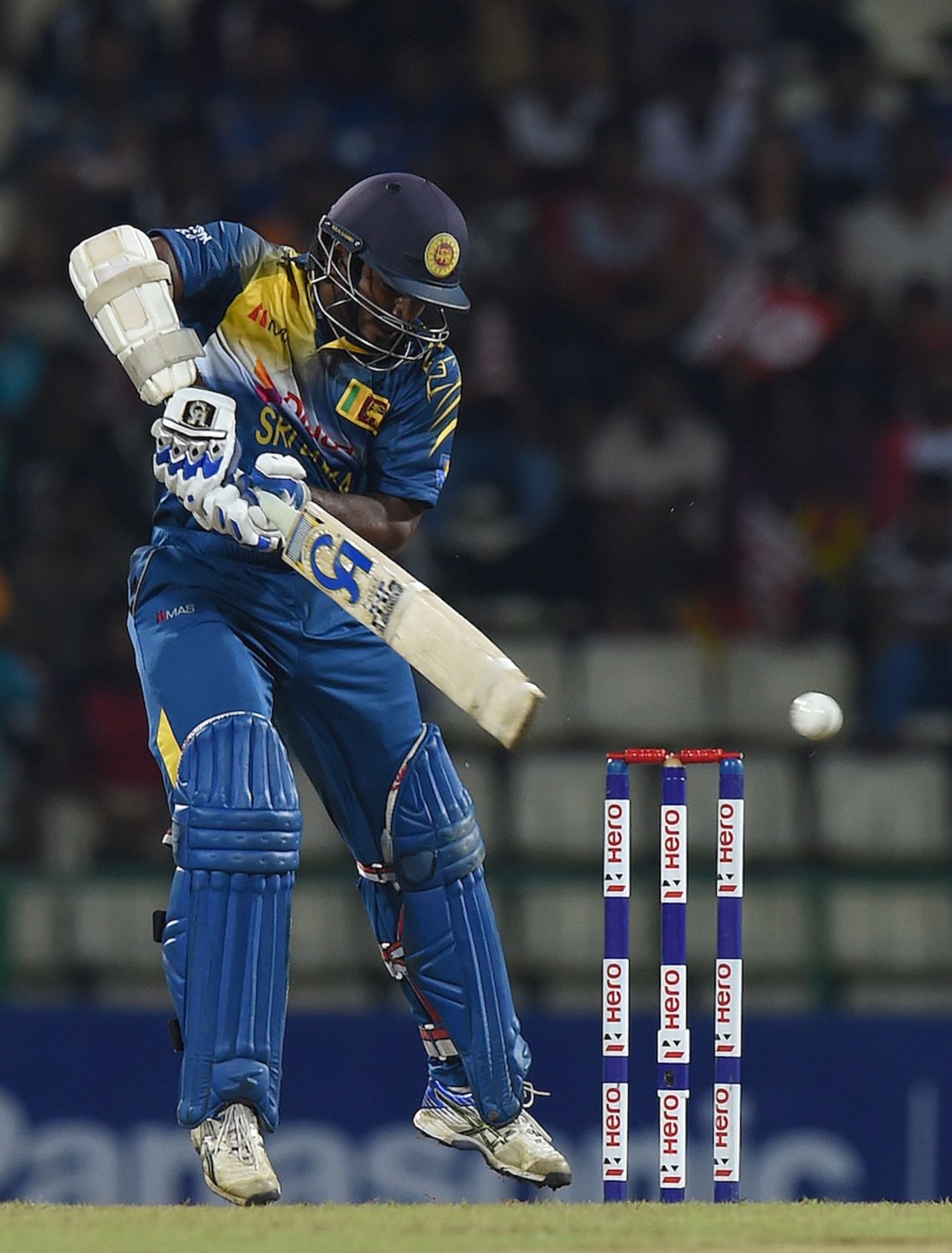 Kusal Perera gets on his toes to play through the off side, Sri Lanka v West Indies, 3rd ODI, Pallekele, November 7, 2015