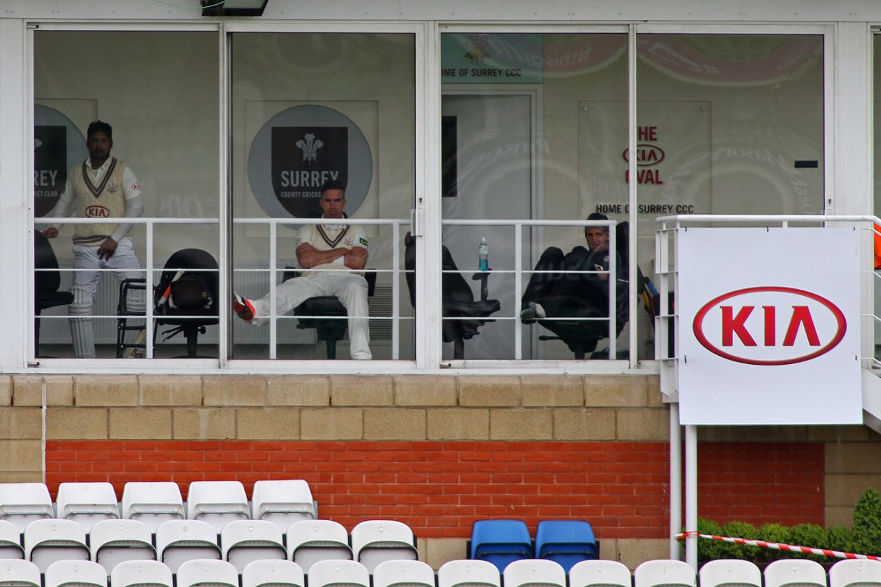 Kevin Pietersen sits in the dressing room, Surrey v Essex, County Championship, The Oval, April 26, 2015