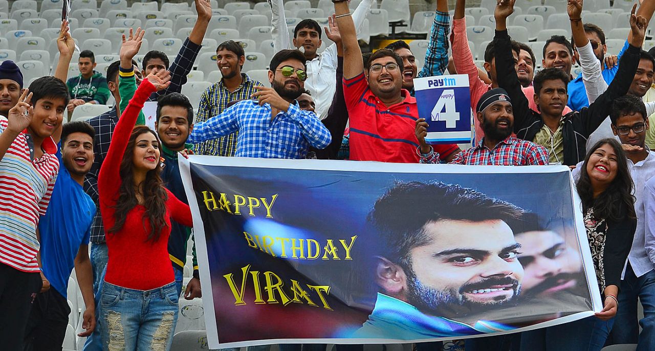Fans in Mohali wish Virat Kohli on his birthday, India v South Africa, 1st Test, Mohali, 1st day, November 5, 2015