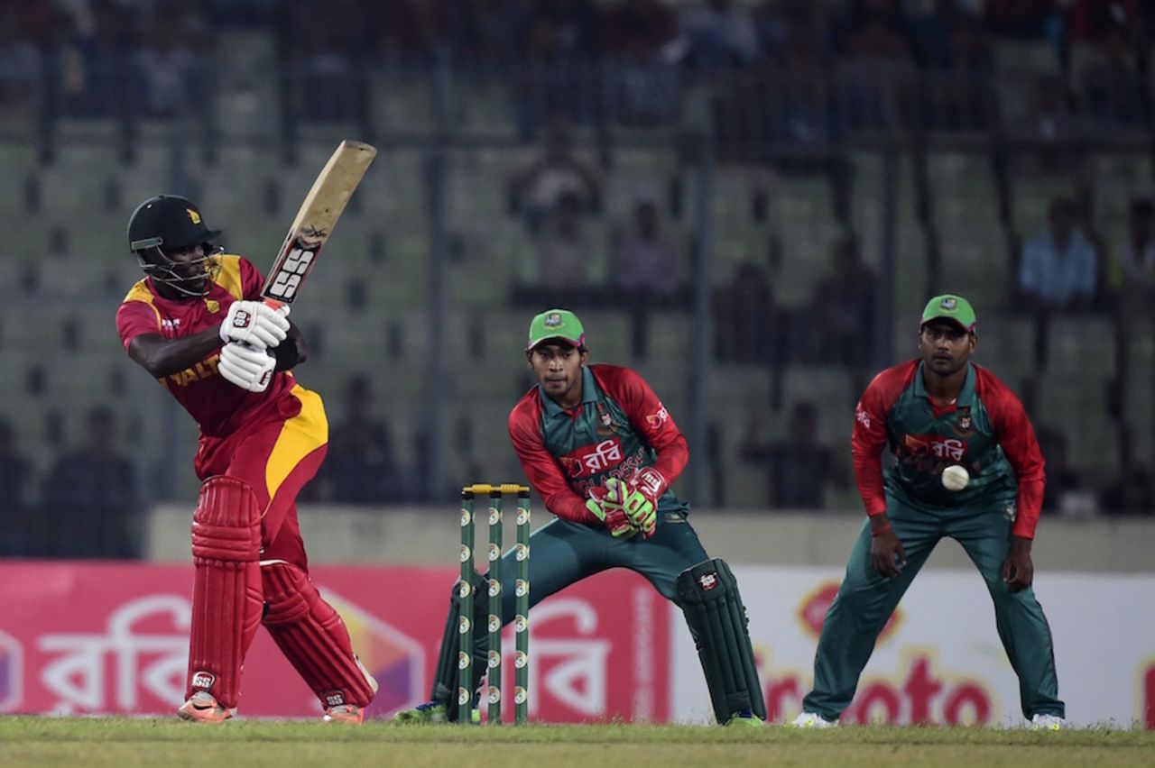Elton Chigumbura plays a leg-side whip, Bangladesh v Zimbabwe, 2nd ODI, Mirpur, November 9, 2015