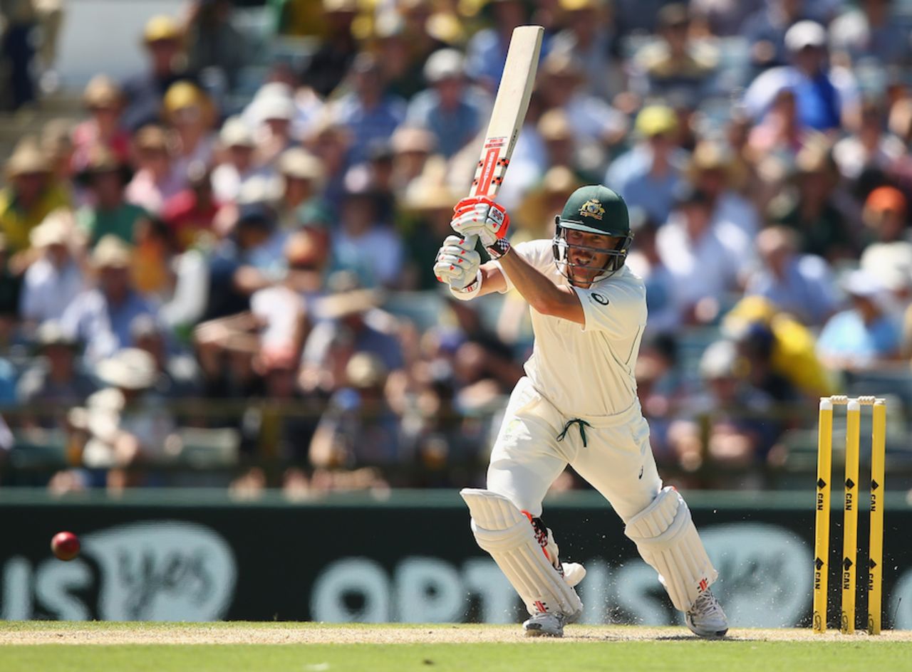 David Warner carves out a drive, Australia v New Zealand, 2nd Test, Perth, 1st day, November 13, 2015