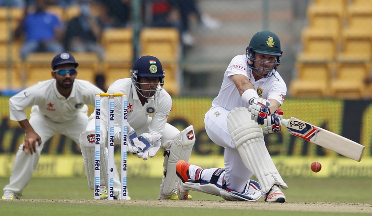 Dean Elgar brings out the sweep, India v South Africa, 2nd Test, 1st day, Bangalore, November 14, 2015