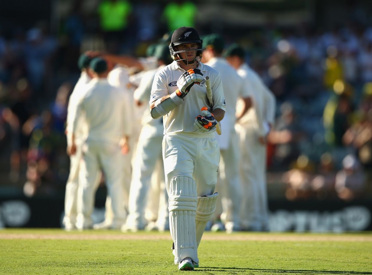 Tom Latham was dismissed for 36, Australia v New Zealand, 2nd Test, Perth, 2nd day, November 14, 2015