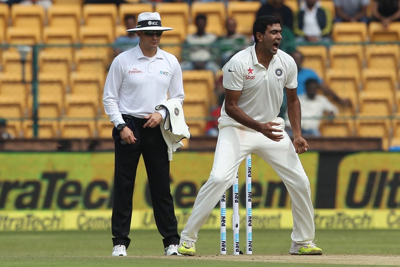 R Ashwin lets out a roar,  India v South Africa, 2nd Test, 1st day, Bangalore, November 14, 2015