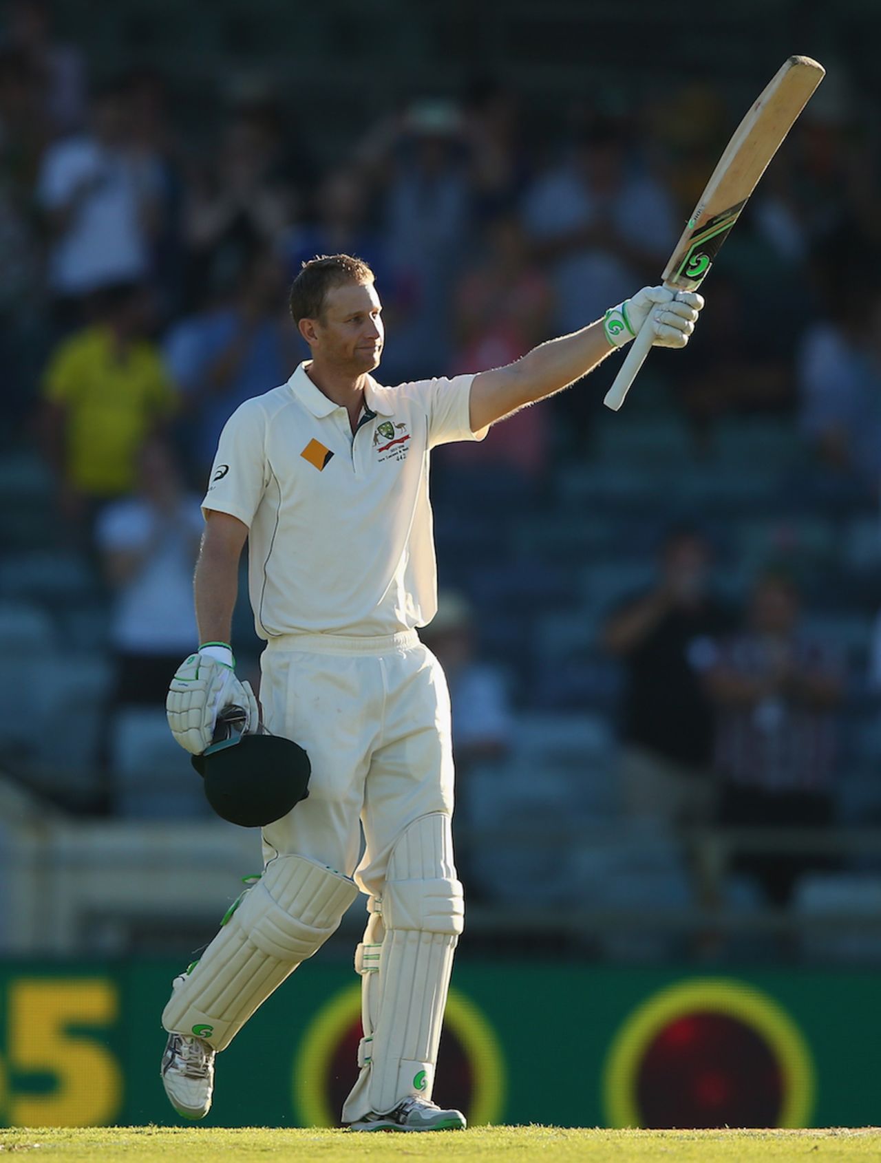 Adam Voges celebrates his second Test hundred, Australia v New Zealand, 2nd Test, Perth, 4th day, November 16, 2015