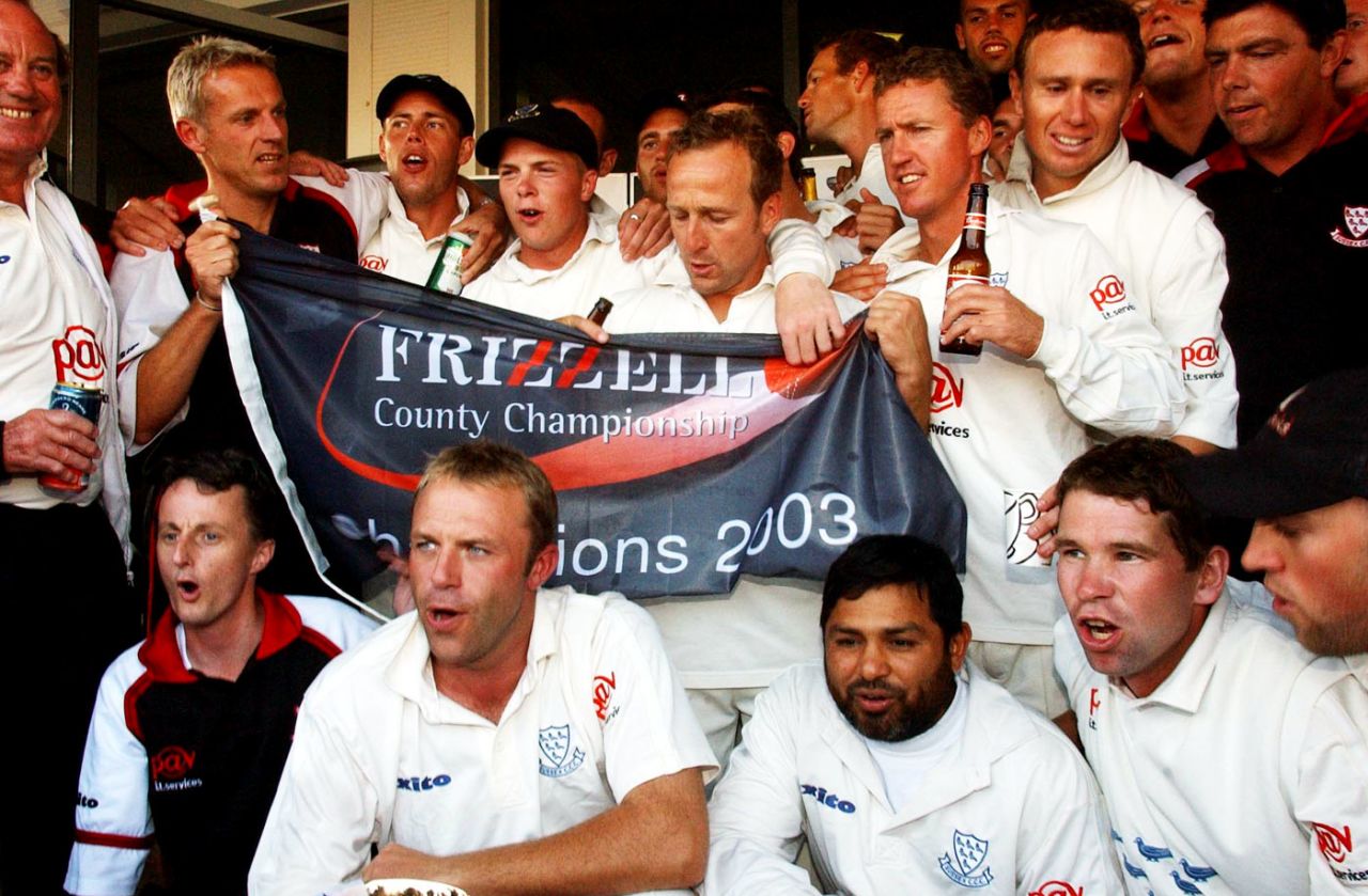 Sussex celebrate their Championship victory, Sussex v Leicestershire, Frizzell County Championship Division One, Hove, 2nd day, September 18, 2003