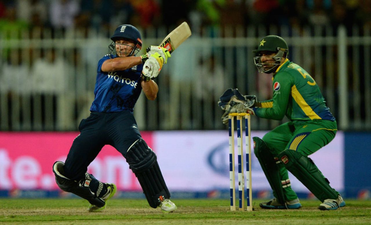 James Taylor swings the ball into the leg side, Pakistan v England, 3rd ODI, Sharjah, November 17, 2015