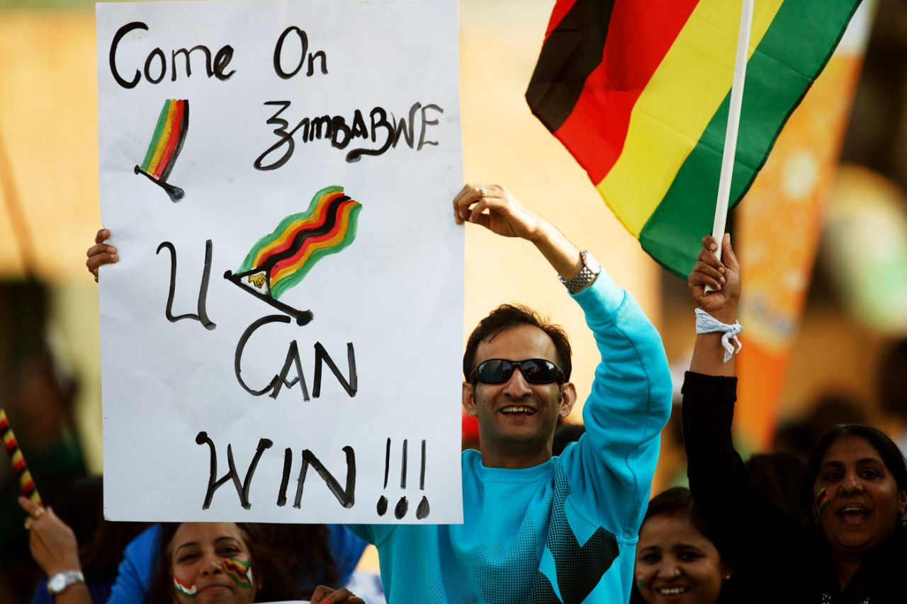 A fan shows his support for Zimbabwe, Zimbabwe v India, 2nd T20I, Harare, July 19, 2015