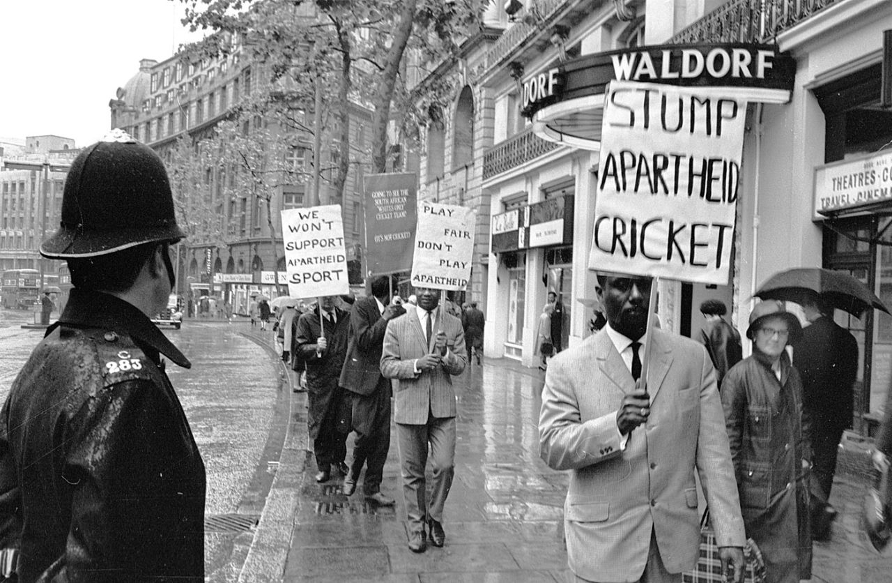 Anti-apartheid demonstrators gather in London in 1965, London, June 17, 1965 