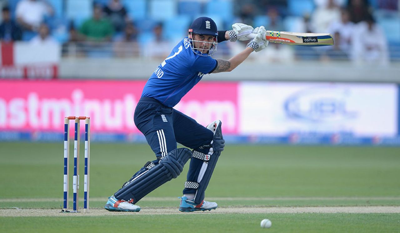 Alex Hales steers a drive through point, Pakistan v England, 4th ODI, Dubai, November 20, 2015
