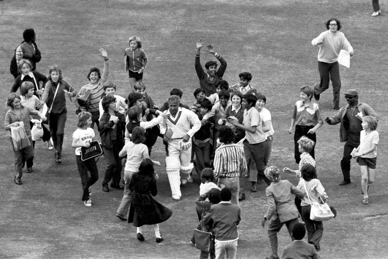 Rohan Kanhai is mobbed by young fans as he leaves the field after being unbeaten on 156, England v West Indies, 3rd Test, Lord's, 1st day, August 23, 1973