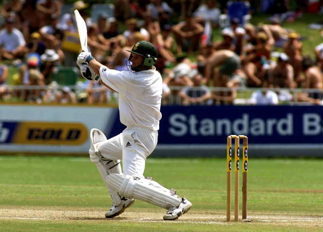 Gary Kirsten plays a shot during his 275, South Africa v England, 3rd Test, Durban, 5th day, December 30, 1999
