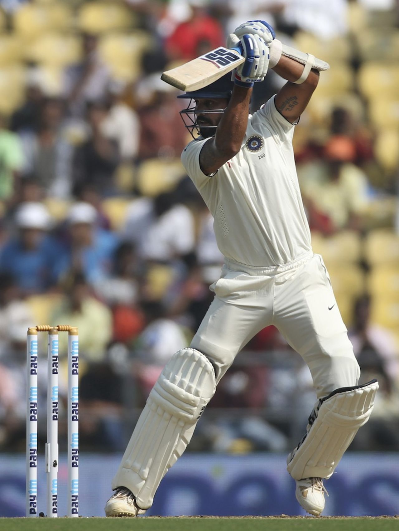 M Vijay punches through the off side, India v South Africa, 3rd Test, Nagpur, 1st day, November 25, 2015