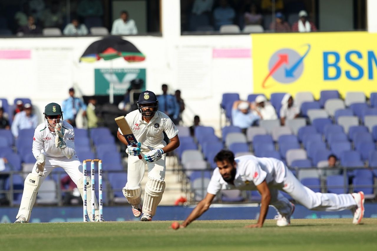 Rohit Sharma drives one past Imran Tahir, 3rd Test, Nagpur, 2nd day, November 26, 2015