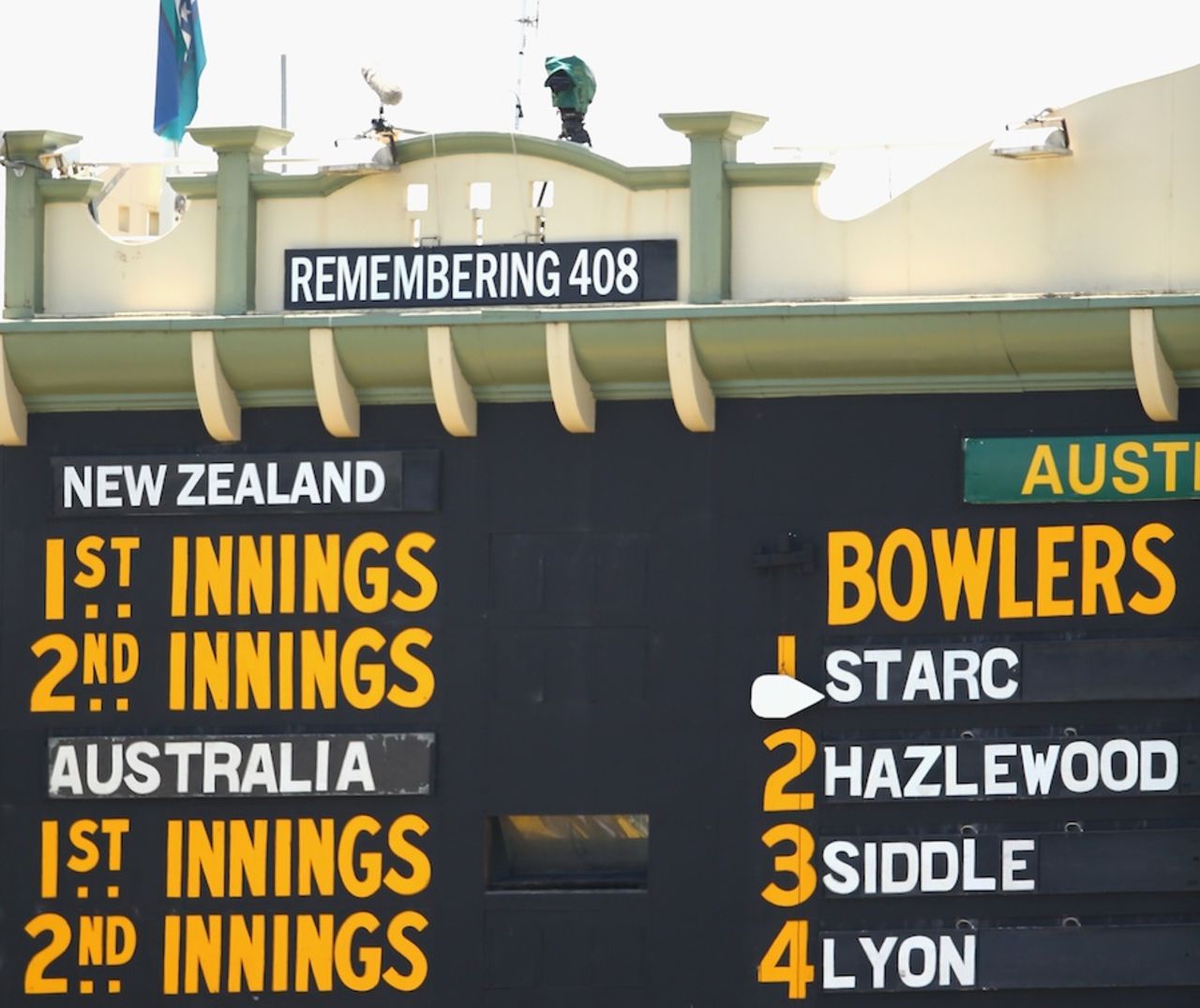 Phillip Hughes, Test cap no. 408 for Australia, is remembered at Adelaide Oval on the first anniversary of his death, Australia v New Zealand, 3rd Test, Adelaide, November 27, 2015