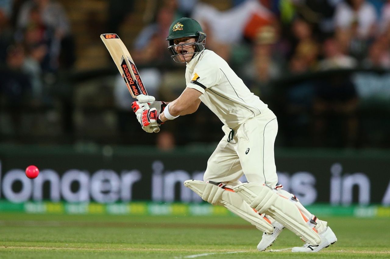 Steven Smith works the pink ball into the leg side, Australia v New Zealand, 3rd Test, Adelaide, November 27, 2015