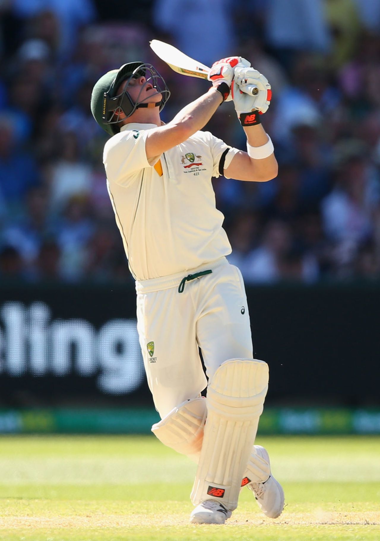 Steven Smith survived a top-edged pull into the leg side, Australia v New Zealand, 3rd Test, Adelaide, 3rd day, November 29, 2015