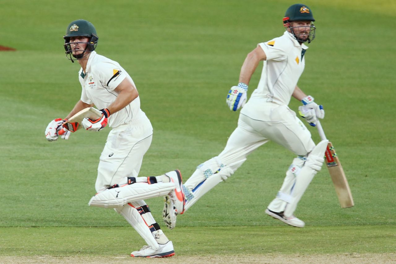 Shaun and Mitchell Marsh batted together for the first time in international cricket, Australia v New Zealand, 3rd Test, Adelaide, 3rd day, November 29, 2015