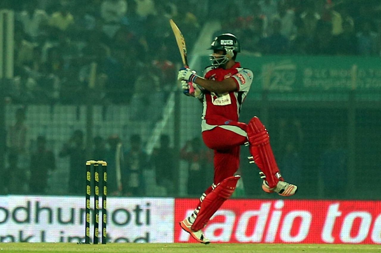 Tamim Iqbal swivels for a pull, Sylhet Superstars v Chittagong Vikings, BPL, Chittagong, December 2, 2015