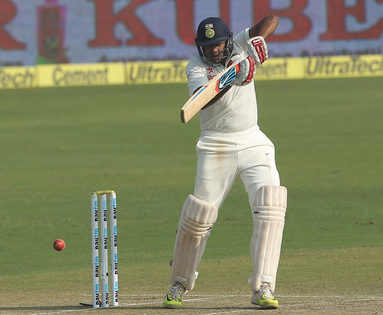 R Ashwin strokes one through the off side,  India v South Africa, 4th Test, Delhi, 2nd day, December 4, 2015
