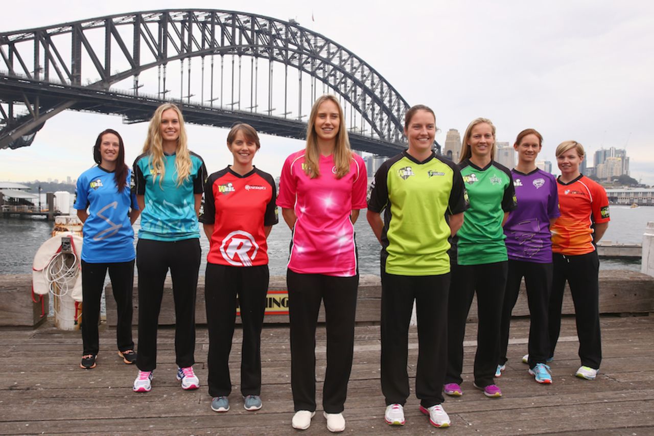 The eight captains at the season launch of the Women's Big Bash League, Sydney, July 10, 2015