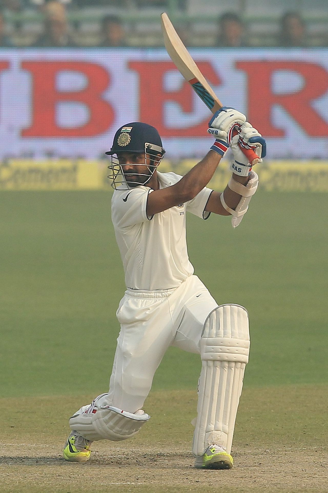Ajinkya Rahane strokes one through the off side, India v South Africa, 4th Test, Delhi, 4th day, December 5, 2015