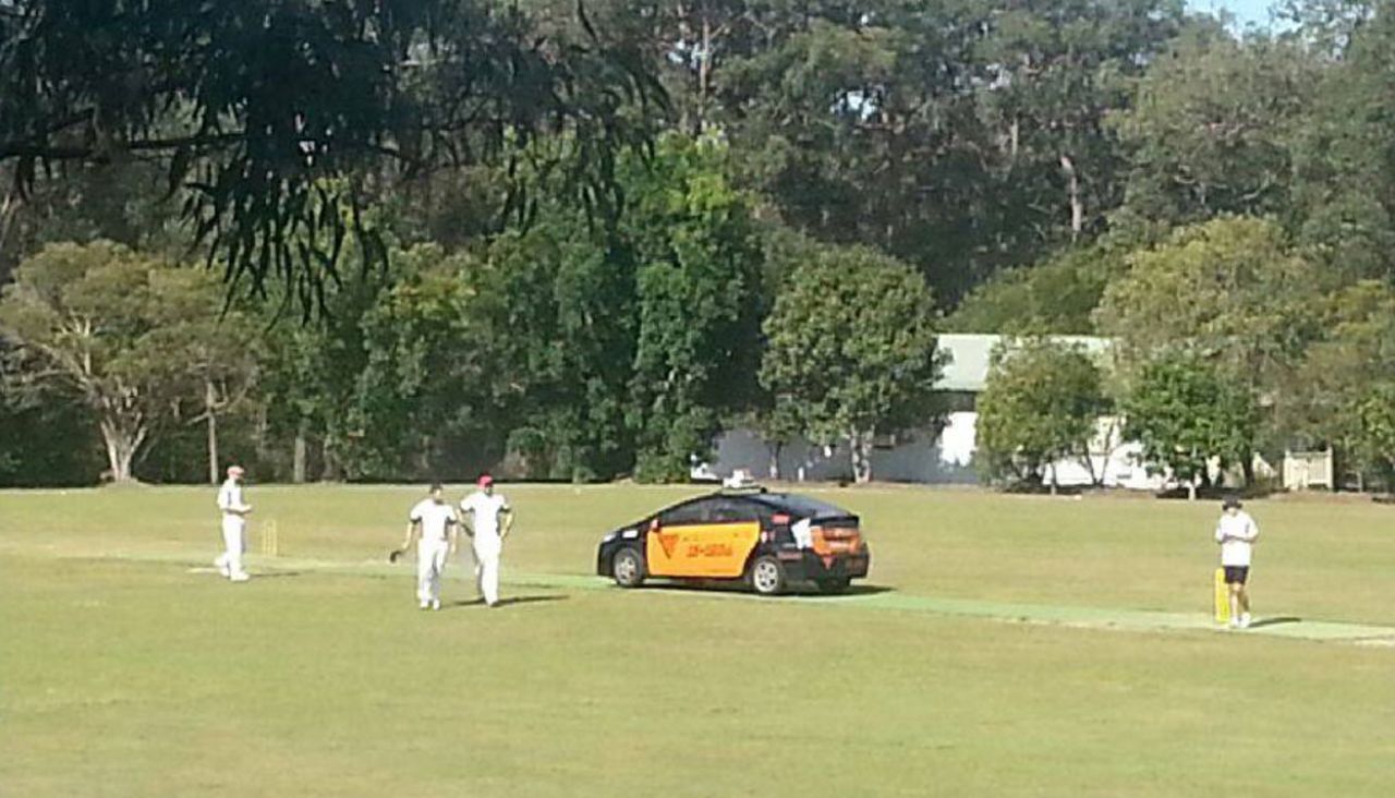 A taxi parked mid-pitch at a DM Henderson Park, Brisbane, November 5, 2015