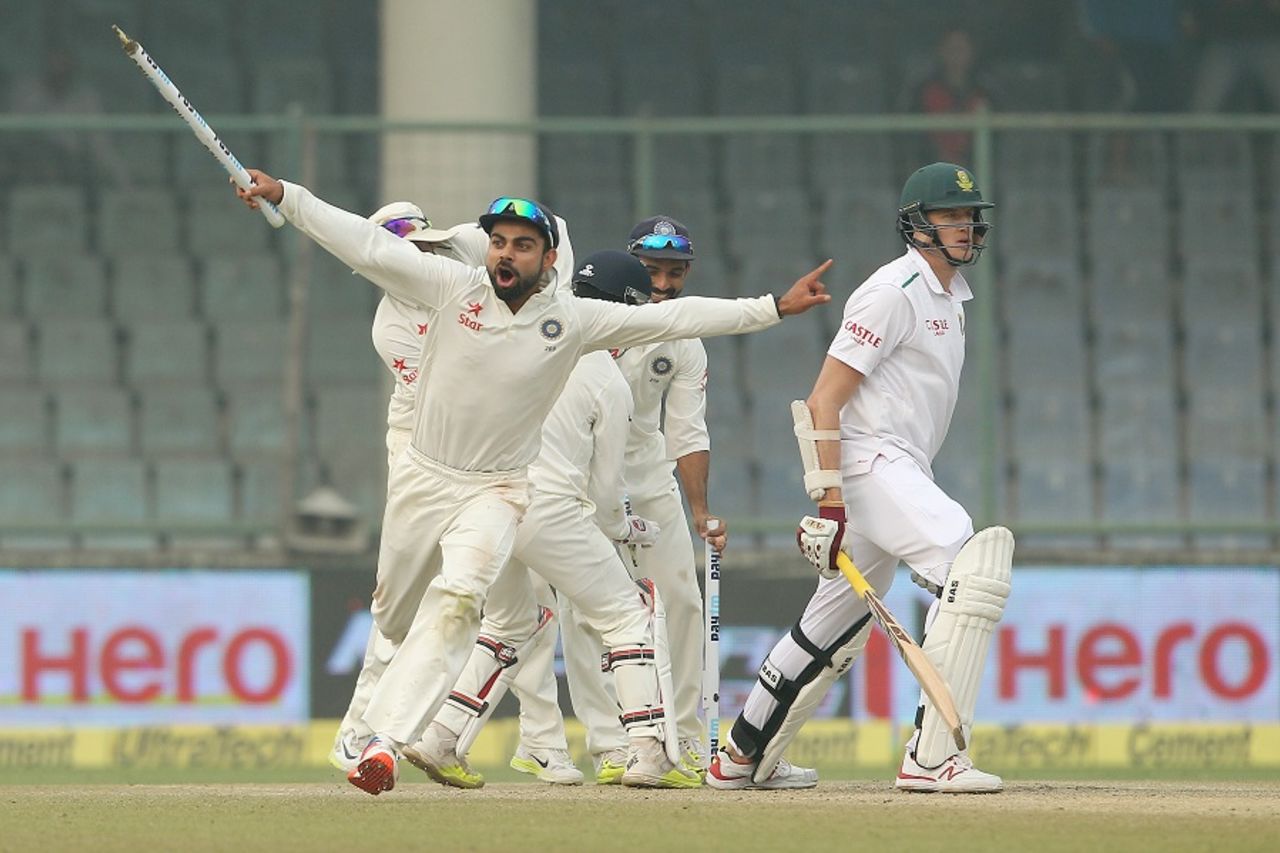 Virat Kohli takes off after his first Test series win as captain at home,  India v South Africa, 4th Test, Delhi, 5th day, December 7, 2015