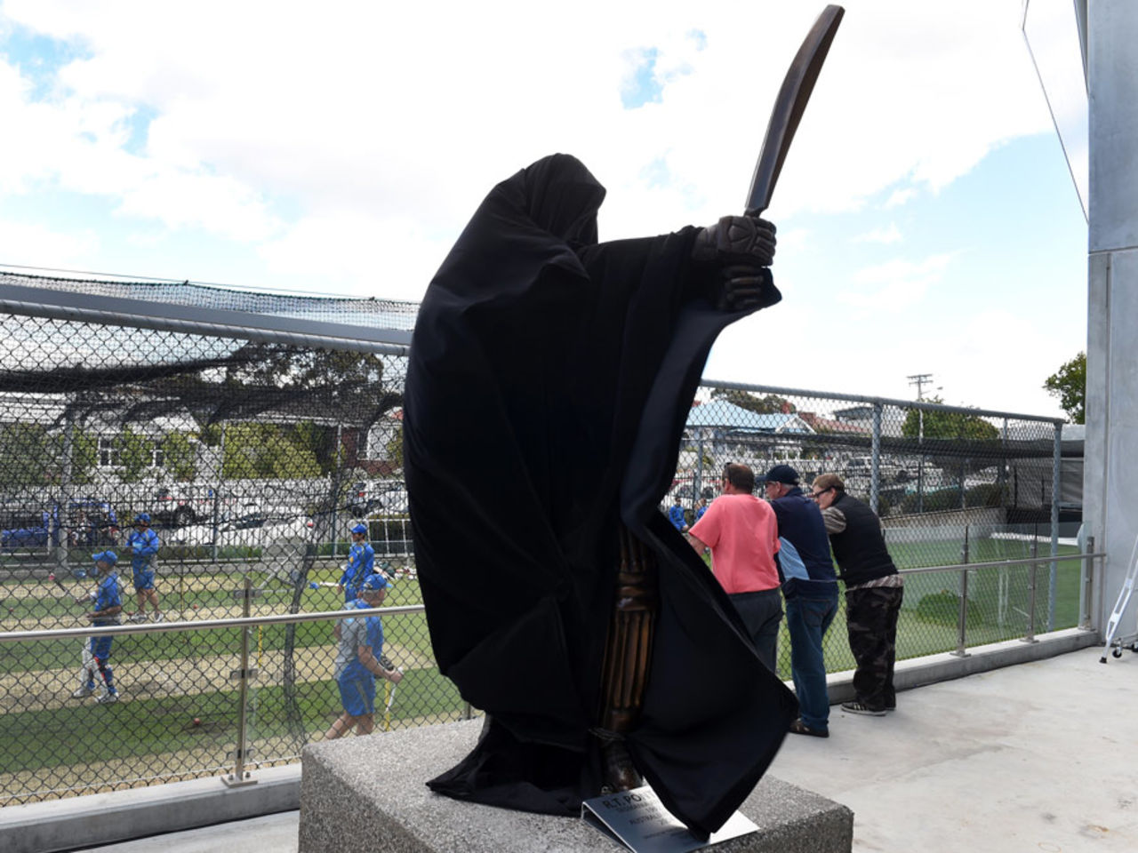 The Ricky Ponting statue before it was unveiled at the Bellerive Oval, Hobart, December 9, 2015