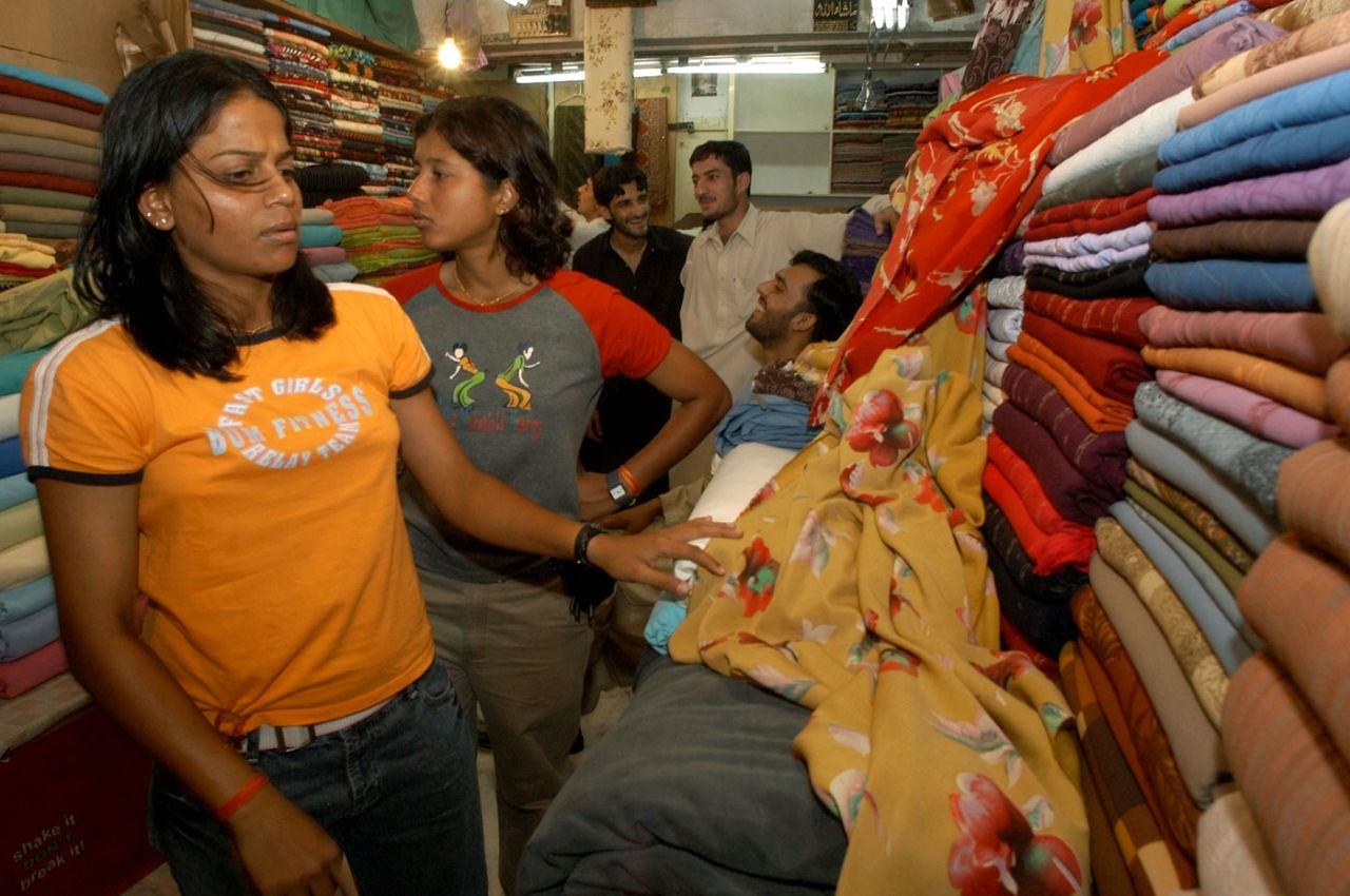 Karuna Jain and Rumeli Dhar shop in Lahore, September 30, 2005