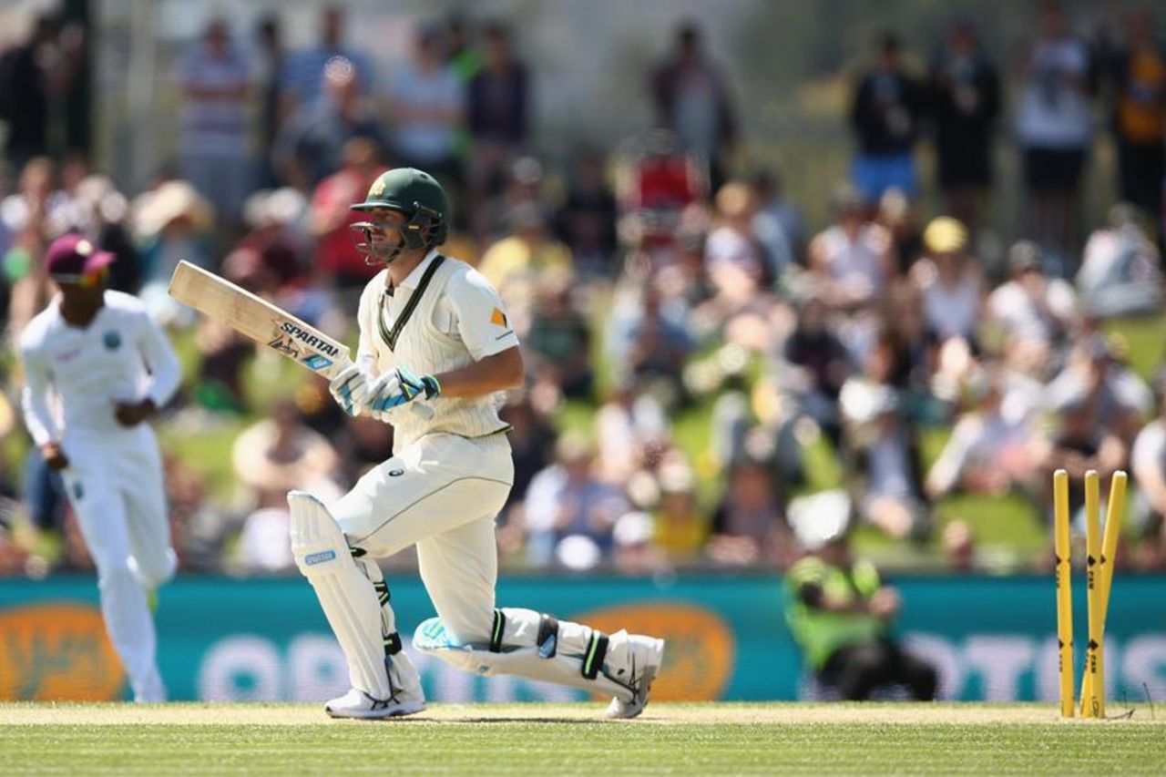 Joe Burns was bowled for 33, Australia v West Indies, 1st Test, Hobart, 1st day, December 10, 2015