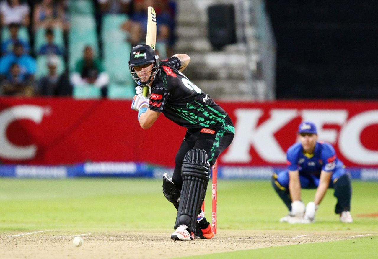 Kevin Pietersen lines up to play a stroke, Dolphins v Cape Cobras, semi-final, Ram Slam T20 2015-16, Durban, December 9, 2015