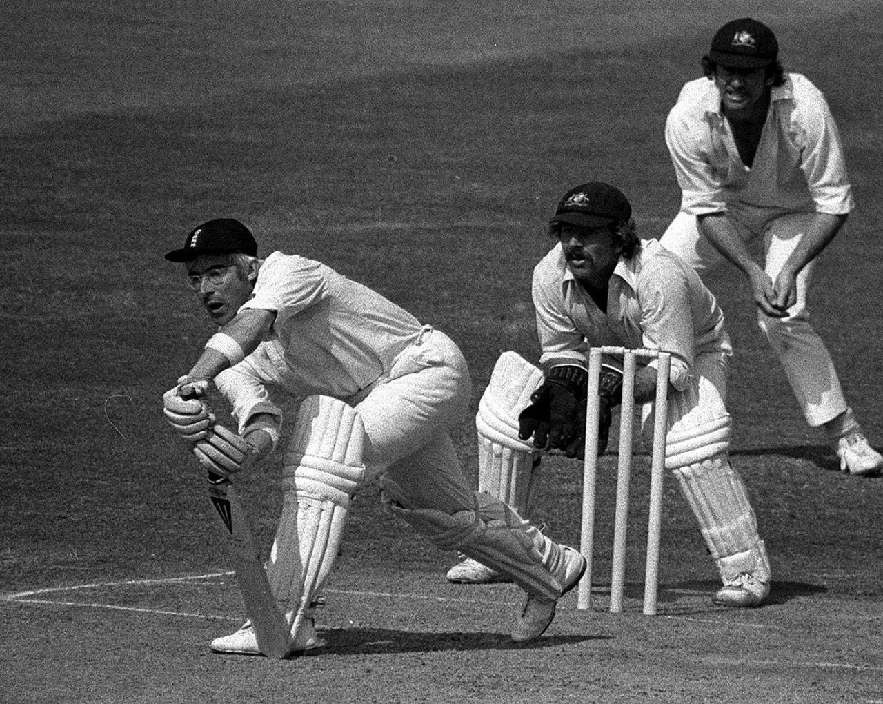 David Steele defends, England v Australia, 4th Test, The Oval, August 30, 1975