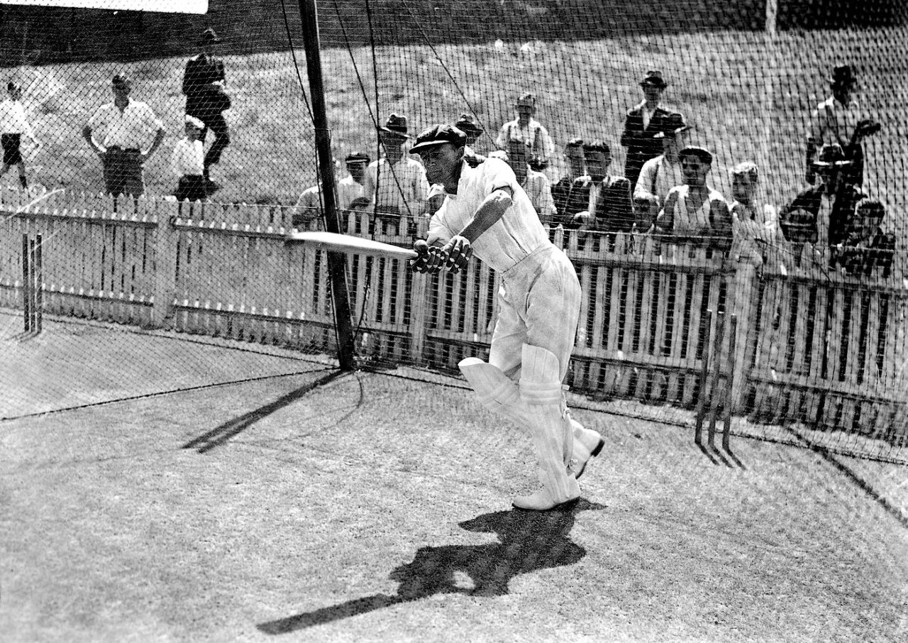 Don Bradman practises in the nets at the SCG, November 19, 1936