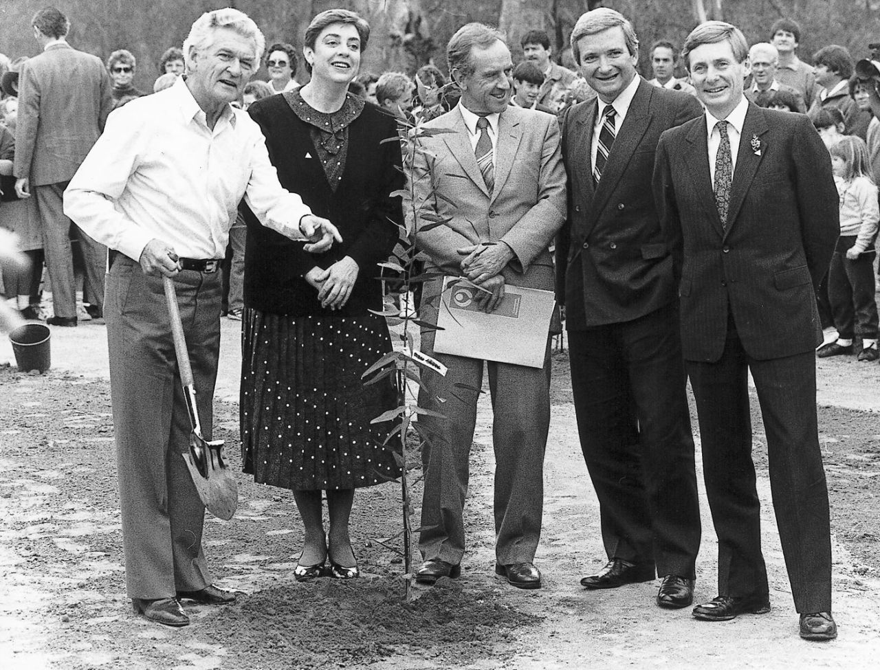Bob Hawke with John Bannon (far right), Australia, July 21, 1989