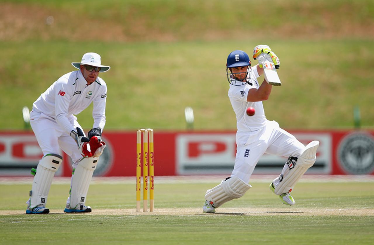 James Taylor drives through the off side during his half-century, SA Invitational XI v England XI, Potchefstroom, 1st day, December 15, 2015