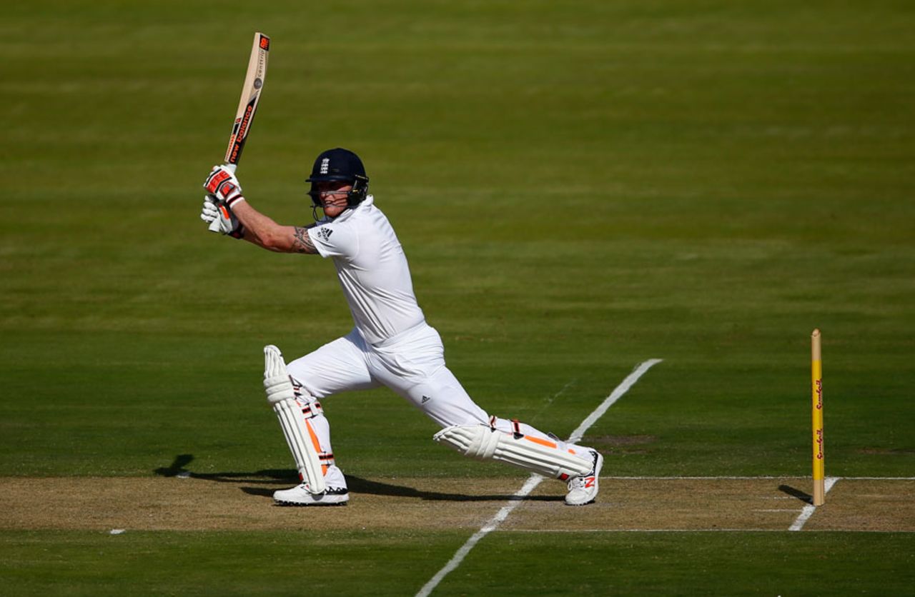Ben Stokes set about the bowling on the way to a 97-ball hundred, SA Invitational XI v England XI, Potchefstroom, 1st day, December 15, 2015