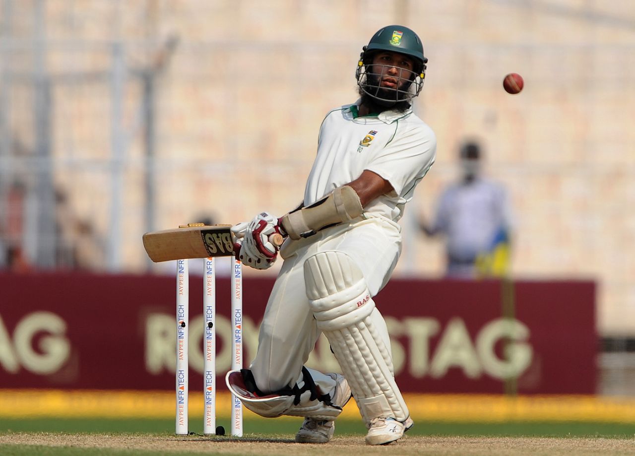 Hashim Amla evades a short ball, India v South Africa, second Test, day five, Kolkata, February 18, 2010