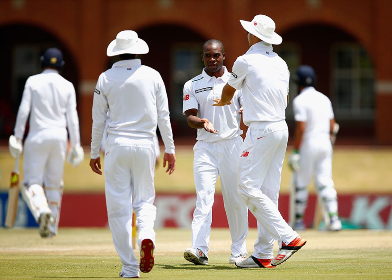Junior Dala claimed five wickets in England's second innings, SA Invitational XI v England XI, Potchefstroom, 2nd day, December 16, 2015