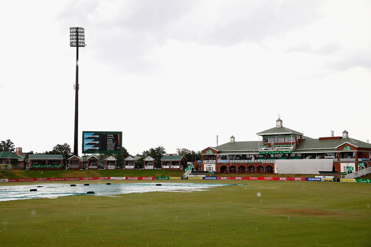 A thunderstorm interrupted play on the final day at Potchefstroom, SA Invitational XI v England XI, Potchefstroom, 2nd day, December 16, 2015