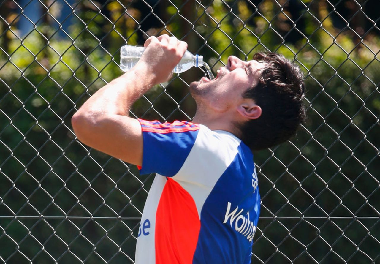 Alastair Cook attempts to cool off during England training, Pietermaritzburg, December 19, 2015